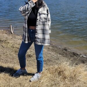 H&M  Plaid Shacket Jacket - Black & White